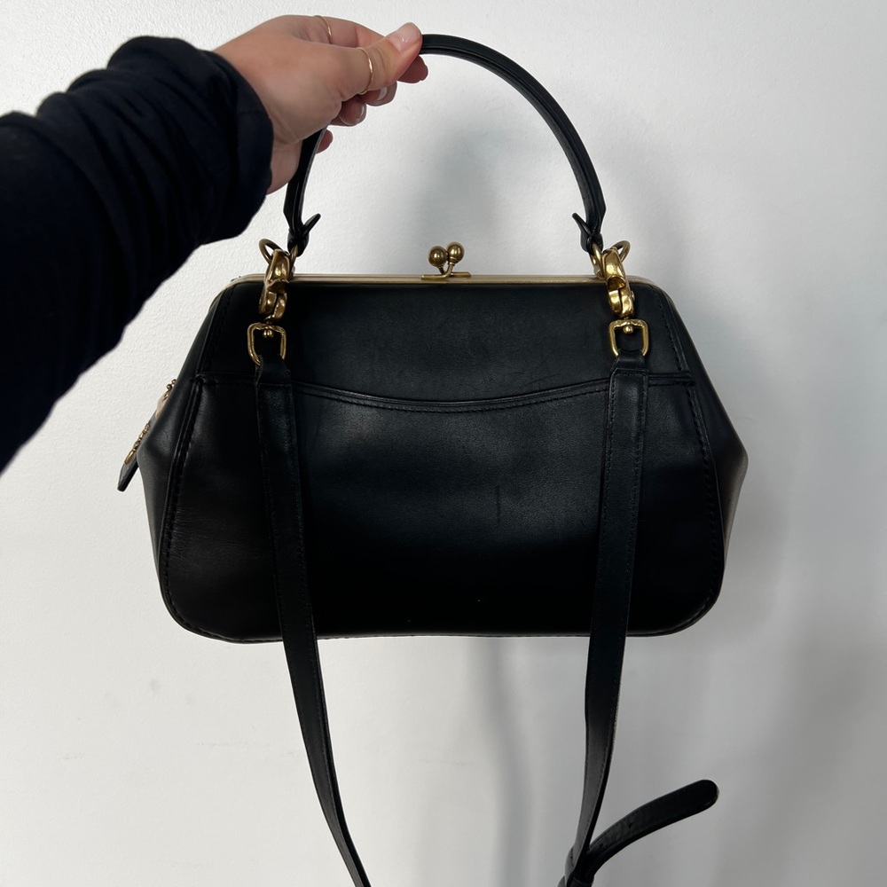 COACH 1941 Large Kisslock Frame black leather crossbody bag - Picture 5 of 16
